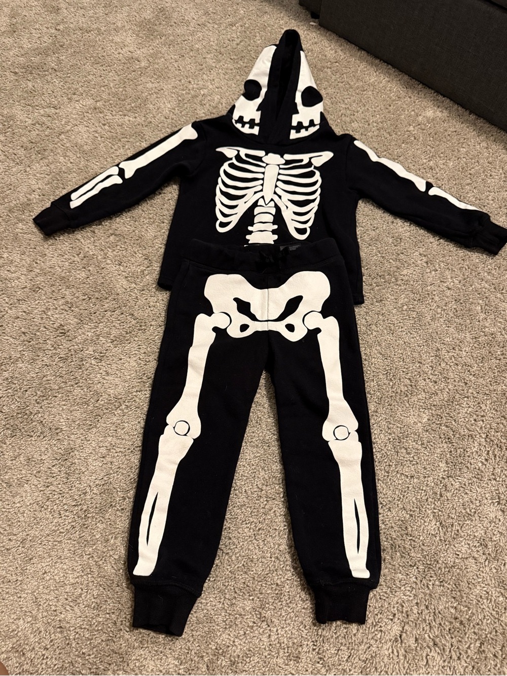 H&M Black and White Skeleton Hoodie & Jogger Set